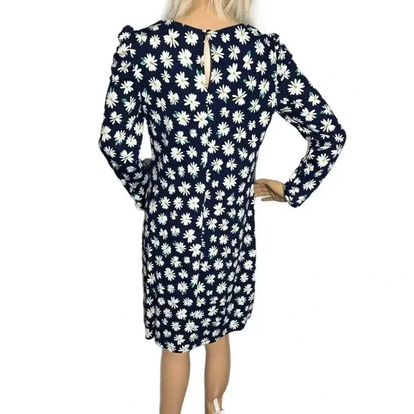 Old Navy Ponte Knit Shift Dress Long Sleeve Navy Daisies Size Small - Picture 5 of 8